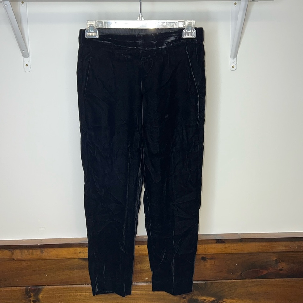 J. Crew Black Velour Easy Pants Pull On Elastic Waist- 4